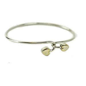 Tiffany & Co 18K Gold Double Hearts w/ Silver Bangle Love Hook Bracelet Love